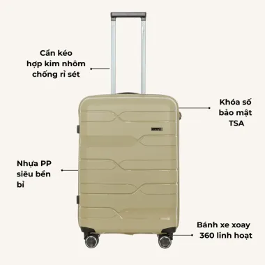 Vali Du Lịch LUG LS802 Chống Bể Vỡ Khóa TSA, Giá Rẻ 990k - Xách Tay 20inch, Ký Gửi 24inch