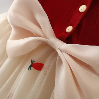 Váy bé gái thun cotton đỏ đô Hàn Quốc 6-36 tháng phối lưới thêu dứa vintage giá sale 119k 6 Váy bé gái thun cotton đỏ đô Hàn Quốc 6-36 tháng phối lưới thêu dứa vintage giá sale 119k 6
