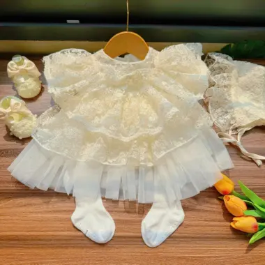 Váy Công Chúa Kem Cộc Tay Cho Bé 3-12kg Giảm Giá Cực Sốc Chỉ 180k 2
