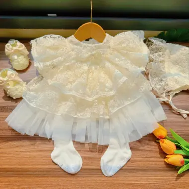 Váy Công Chúa Kem Cộc Tay Cho Bé 3-12kg Giảm Giá Cực Sốc Chỉ 180k 4