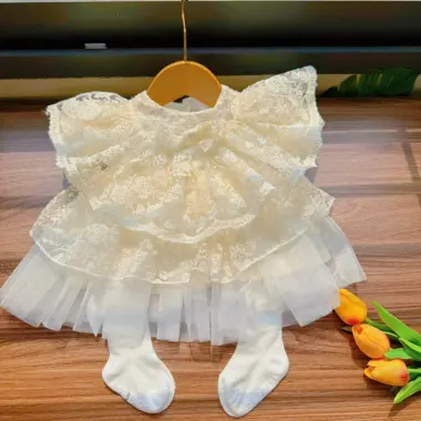 Váy Công Chúa Kem Cộc Tay Cho Bé 3-12kg Giảm Giá Cực Sốc Chỉ 180k 10