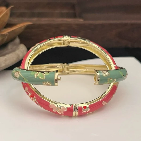 Hình ảnh sản phẩm Vòng Tay Pháp Lam Tráng Men Đẹp - Lắc Tay Cổ Điển Diện Tết Áo Dài Đi Chùa Giá Tốt 59.940đ