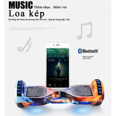 Xe Cân Bằng Điện, Xe Điện Cân Bằng 2 bánh lớn 6.5 inch - Nhạc - Bluetooth tặng miếng bảo vệ + tay cầm cao cấp 5