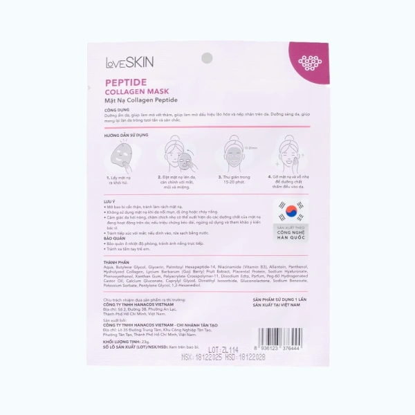 Hình ảnh sản phẩm 10 miếng LoveSkin Mặt nạ Collagen Peptide 23g - Dưỡng da săn chắc, giảm nếp nhăn, giá chỉ 90k