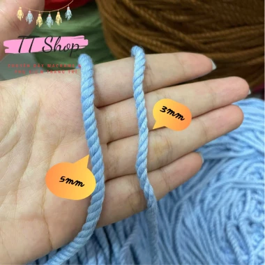 [10m dây 5mm] Dây thừng macrame cotton sợi 5mm mềm mịn đủ màu làm trang trí (decor) [10m] | TT Shop 2