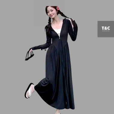 [2 lớp] chống nắng váy toàn thân thun lạnh,mũ vành to rộng,tay xỏ ngón,mẫu mới 2.025,T&C 2 fashion. 5