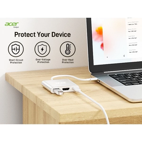 Hình ảnh sản phẩm Acer Hub USB‑C Đa Cổng 3 trong 1 USB 3.0 5Gbps, HDMI 4K, Sạc PD 100W – Giảm tới 380.000₫