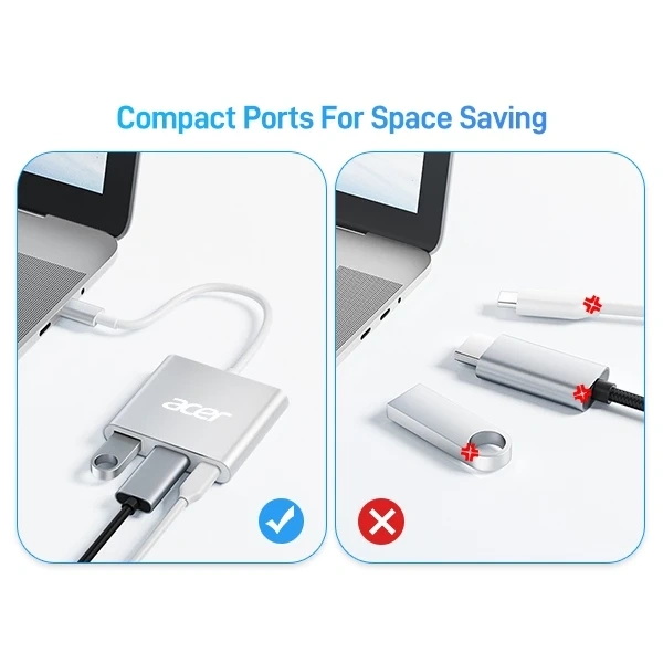 Hình ảnh sản phẩm Acer Hub USB‑C Đa Cổng 3 trong 1 USB 3.0 5Gbps, HDMI 4K, Sạc PD 100W – Giảm tới 380.000₫