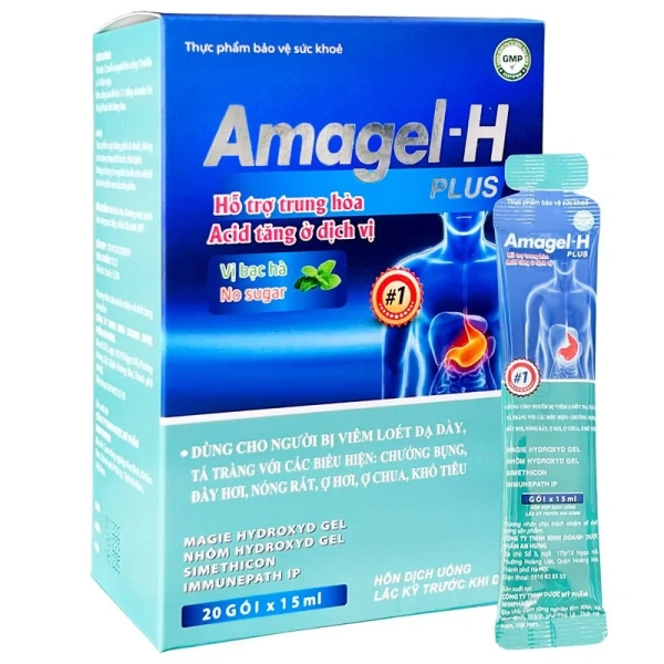 Hình ảnh sản phẩm Amagel- H Plus, Hỗ trợ giảm nguy cơ viêm loét dạ dày, tá tràng, vị bạc hà, không đường