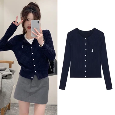 Áo Cardigan Len Thêu Logo Thỏ Hàn Quốc - Giá Cực Sốc 206K 2