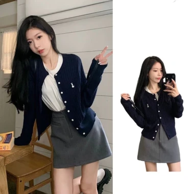 Áo Cardigan Len Thêu Logo Thỏ Hàn Quốc - Giá Cực Sốc 206K 3