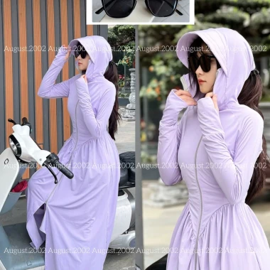 Áo Chống Nắng Toàn Thân Nữ - Váy Thun Lạnh Chống Tia UV Tặng Kính Râm Giảm 53k