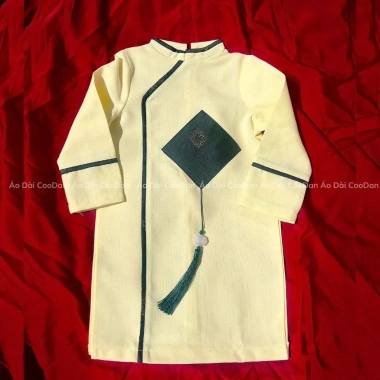 Áo Dài Bé Trai Cách Tân Tết 2.026 Size 1-12 tuổi Màu Kem Vàng Hỏa Tốc Giá 170.000 5