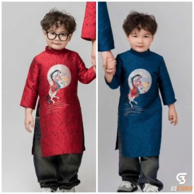 Áo Dài Bé Trai Gấm Thánh Gióng – Áo Dài Truyền Thống Bé Trai Cao Cấp Tết & Lễ Hội??