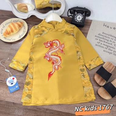 Áo dài bé trai thêu rồng tinh xảo, áo tết Năm Thìn 2.024 – Giá ưu đãi 150.000