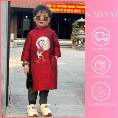 Áo dài bé trai Trung thu Tết 2.025 vải gấm thêu - Nabani NA25.133 giá 285.000