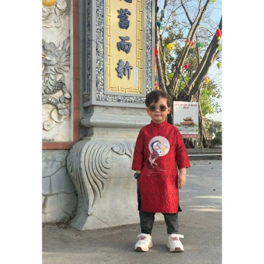 Áo dài bé trai Trung thu Tết 2.025 vải gấm thêu - Nabani NA25.133 giá 285.000