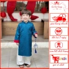 Áo dài bé trai Trung thu, Tết 2.026 vải gấm mềm phối tay - màu xanh - Thu Hà Silk - TH25.824