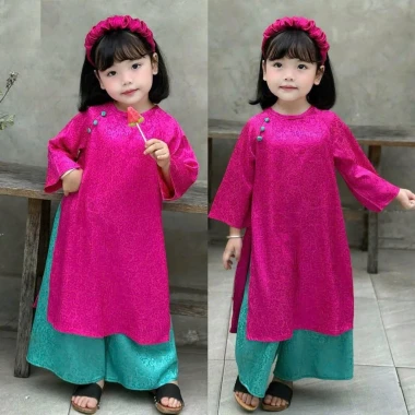 Áo dài bé và mẹ lẻ size Tết siêu dễ thương, giảm giá 89k, thời trang gia đình