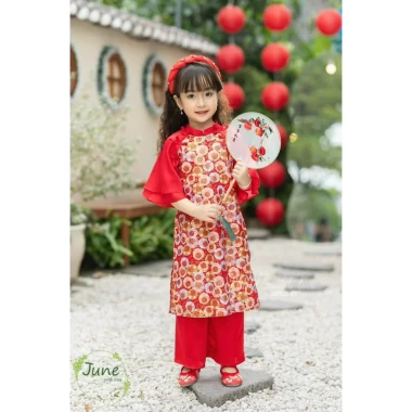Áo dài bé và mẹ lẻ size Tết siêu dễ thương, giảm giá 89k, thời trang gia đình