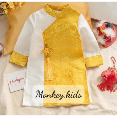 Áo dài cách tân bé trai chất liệu gấm cao cấp ,áo dài cho bé từ 1 đến 9 tuổi MONKEY KIDS (Phối Nửa Thân )
