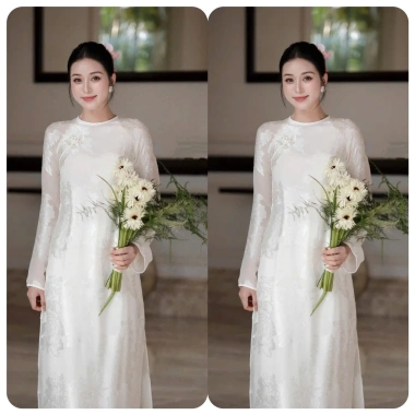 Áo Dài Cách Tân Voan 4 Tà Cao Cấp Cổ Tròn Sang Trọng - Ưu đãi giá 301.600 2