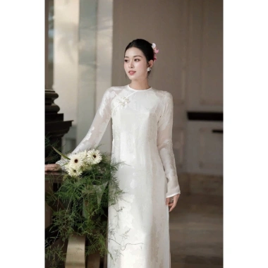 Áo Dài Cách Tân Voan 4 Tà Cao Cấp Cổ Tròn Sang Trọng - Ưu đãi giá 301.600 5