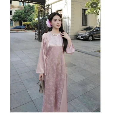 Áo Dài Gấm Dáng Xuông TÂM GIAO Tay Loe Cổ Đính Kết Thủ Công - Giảm 18% còn 309.000 VND 4