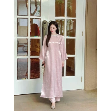 Áo Dài Gấm Dáng Xuông TÂM GIAO Tay Loe Cổ Đính Kết Thủ Công - Giảm 18% còn 309.000 VND 6