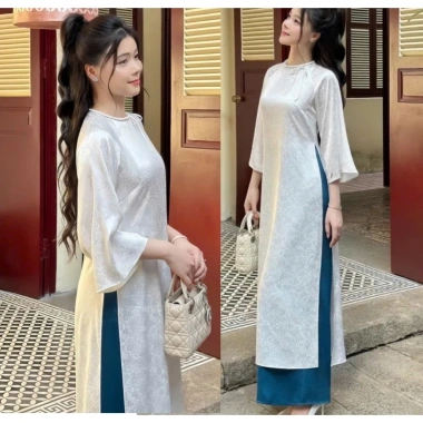 Áo Dài Tết 2.026 Gấm sang chảnh, dáng suông, phong cách cô ba hiện đại Sài Gòn - Giá ưu đãi 129.000