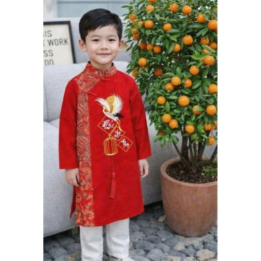 Áo Dài Tết bé trai thêu chữ Phúc Lộc Thọ 10-18kg, không kèm quần, giá gốc 125.440 giảm còn 98.000 2