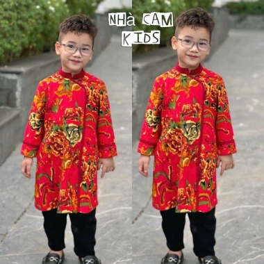 Áo Dài Truyền Thống Bé Trai Công Phượng Màu Đỏ Cách Tân - Nhà Cam Giá Ưu Đãi 159k 2