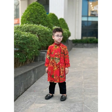 Áo Dài Truyền Thống Bé Trai Công Phượng Màu Đỏ Cách Tân - Nhà Cam Giá Ưu Đãi 159k 4
