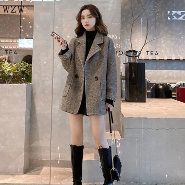 Áo khoác blazer len dáng rộng phong cách Hàn Quốc – thời trang thu đông 2.022 giá ưu đãi 2