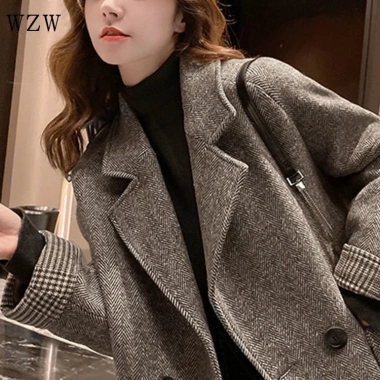 Áo khoác blazer len dáng rộng phong cách Hàn Quốc – thời trang thu đông 2.022 giá ưu đãi 4