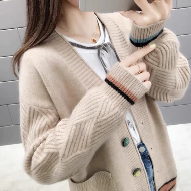 Áo Khoác Cardigan Nữ Hàn Quốc Cổ V Dáng Ngắn Giá Shock 150k 7 Áo Khoác Cardigan Nữ Hàn Quốc Cổ V Dáng Ngắn Giá Shock 150k 7