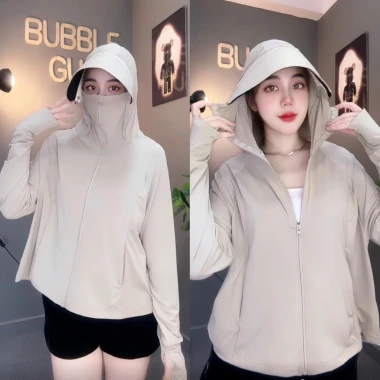 Áo Khoác Nữ Chống Nắng Croptop Thun Su Lạnh UV 4 Túi Freesize Dưới 75Kg Giá Shock 173.850đ