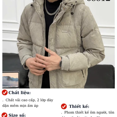 Áo khoác phao nam quảng châu cao cấp trần bông siêu nhẹ siêu ấm Hàng Loại 1 Menson MD5-68812 Áo phao nam big size 2025 6