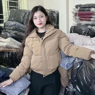 Áo Phao Nữ Croptop Nhung Lì Dây Rút Eo - Giảm 20% Còn 157k 4