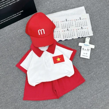 Áo Polo Trẻ Em Cờ Đỏ Sao Vàng - Quần + Mũ Lưỡi Trai Red - Giảm 16% Chỉ 125k 4