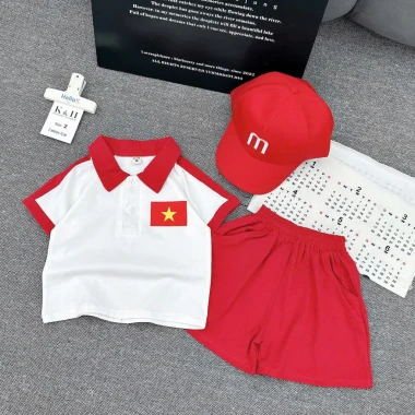 Áo Polo Trẻ Em Cờ Đỏ Sao Vàng - Quần + Mũ Lưỡi Trai Red - Giảm 16% Chỉ 125k 6