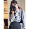 Áo sơ mi dài tay thắt nơ cao cấp nữ mùa thu – Size lớn, MM Niche, giảm giá đặc biệt 20% 5