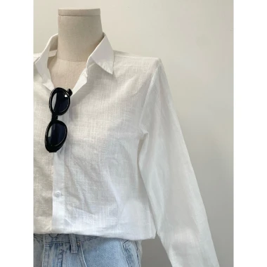 Áo sơ mi linen nữ dài tay form rộng chất dũi trẻ trung năng động – Giá ưu đãi 189k