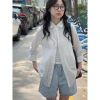 Áo sơ mi linen nữ dài tay form rộng chất dũi trẻ trung năng động – Giá ưu đãi 189k 4