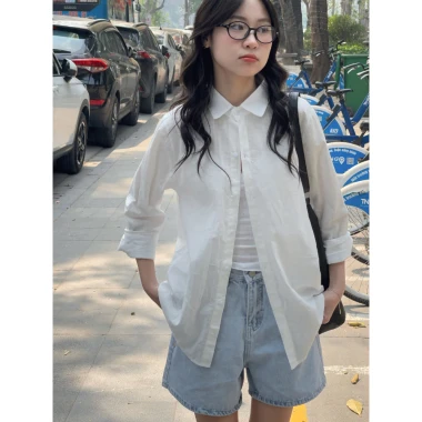 Áo sơ mi linen nữ dài tay form rộng chất dũi trẻ trung năng động – Giá ưu đãi 189k