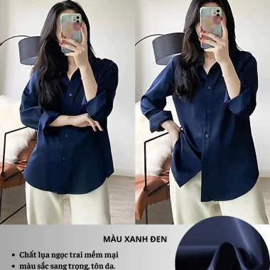Áo sơ mi lụa dài tay công sở OXATYL M12 – Kiểu rộng basic trẻ trung, giảm còn 188.800
