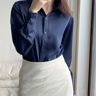 Áo sơ mi lụa dài tay công sở OXATYL M12 – Kiểu rộng basic trẻ trung, giảm còn 188.800
