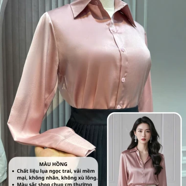 Áo sơ mi lụa dài tay công sở OXATYL M12 – Kiểu rộng basic trẻ trung, giảm còn 188.800