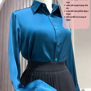 Áo sơ mi lụa dài tay công sở OXATYL M12 – Kiểu rộng basic trẻ trung, giảm còn 188.800