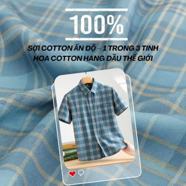 Áo sơ mi nam Thái Khang ngắn tay 100% cotton kẻ caro thoải mái - Giá 159.000 VND 3